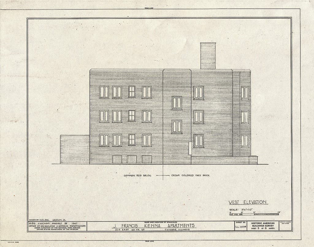 Blueprint HABS Ill,16-CHIG,84- (Sheet 3 of 6) - John Francis Kenna Apartments, 2214 East Sixty-Ninth Street, Chicago, Cook County, IL