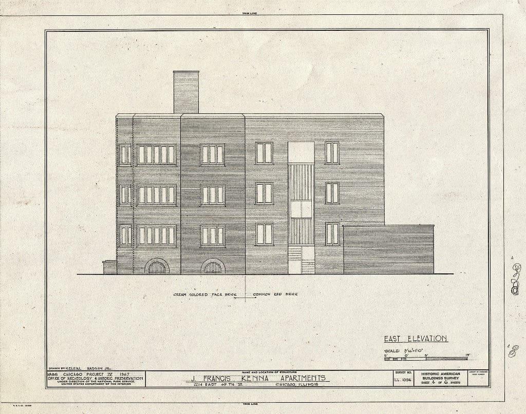 Blueprint HABS Ill,16-CHIG,84- (Sheet 4 of 6) - John Francis Kenna Apartments, 2214 East Sixty-Ninth Street, Chicago, Cook County, IL