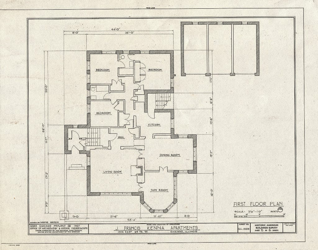 Blueprint HABS Ill,16-CHIG,84- (Sheet 5 of 6) - John Francis Kenna Apartments, 2214 East Sixty-Ninth Street, Chicago, Cook County, IL