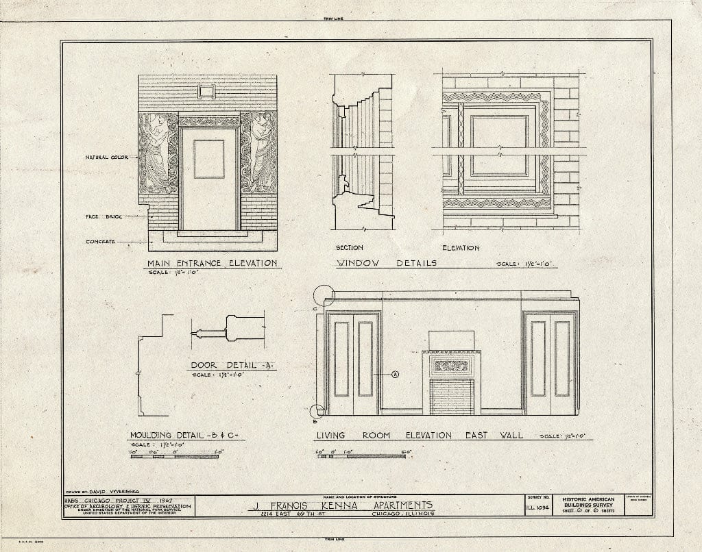 Blueprint HABS Ill,16-CHIG,84- (Sheet 6 of 6) - John Francis Kenna Apartments, 2214 East Sixty-Ninth Street, Chicago, Cook County, IL