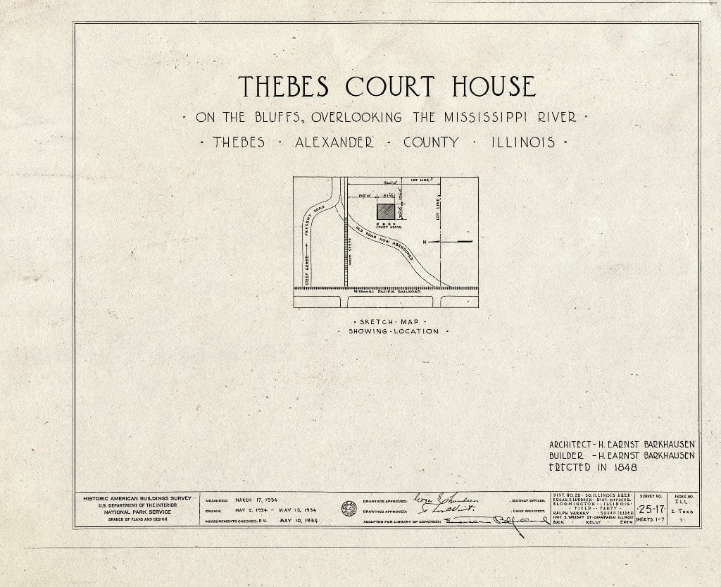 Blueprint HABS Ill,2-THEB,1- (Sheet 0 of 7) - Thebes Courthouse, Thebes, Alexander County, IL