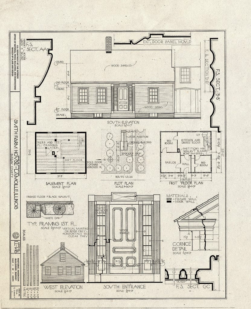 Blueprint HABS Ill,6-LAMO.V,1- (Sheet 1 of 1) - Smith Farmhouse, U.S. Route 34, La Moille, Bureau County, IL