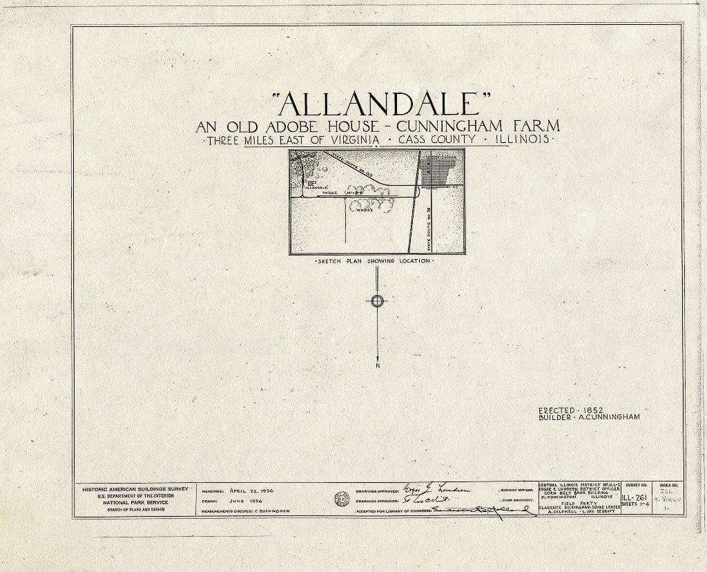 Blueprint HABS Ill,9-VIRG.V,1- (Sheet 0 of 4) - Allandale, Virginia, Cass County, IL
