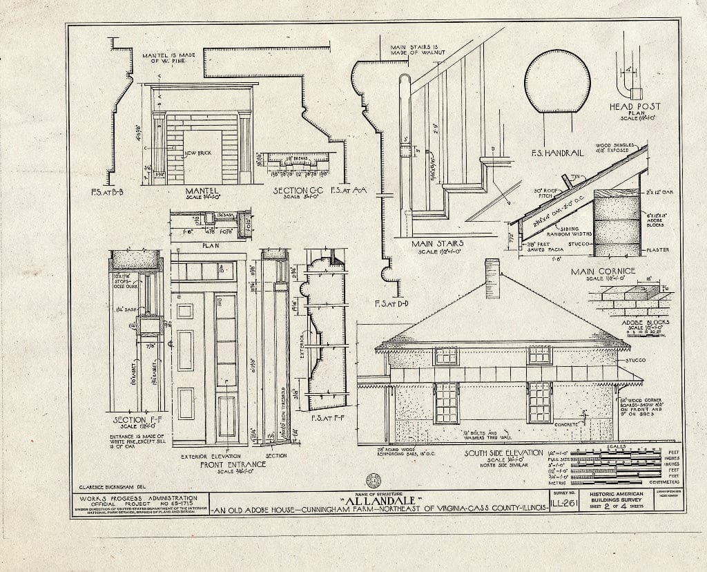 Blueprint HABS Ill,9-VIRG.V,1- (Sheet 2 of 4) - Allandale, Virginia, Cass County, IL