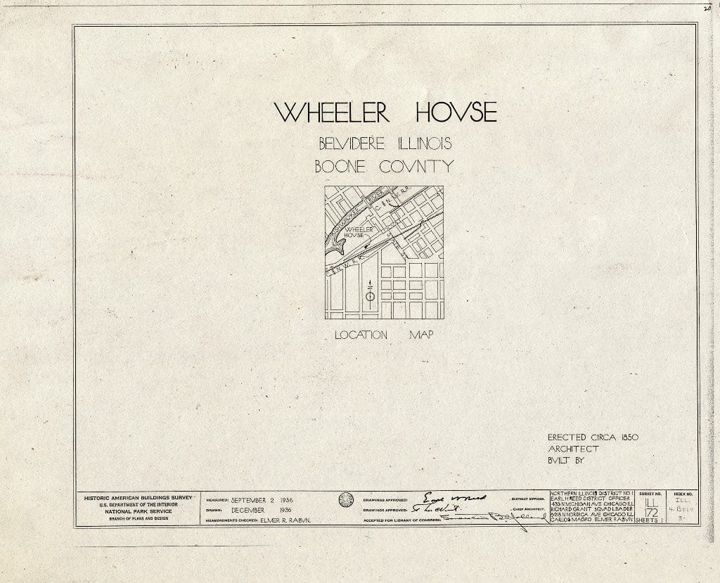 Blueprint HABS Ill,4-BELV,3- (Sheet 0 of 1) - Wheeler House, 222 West Locust Street, Belvidere, Boone County, IL