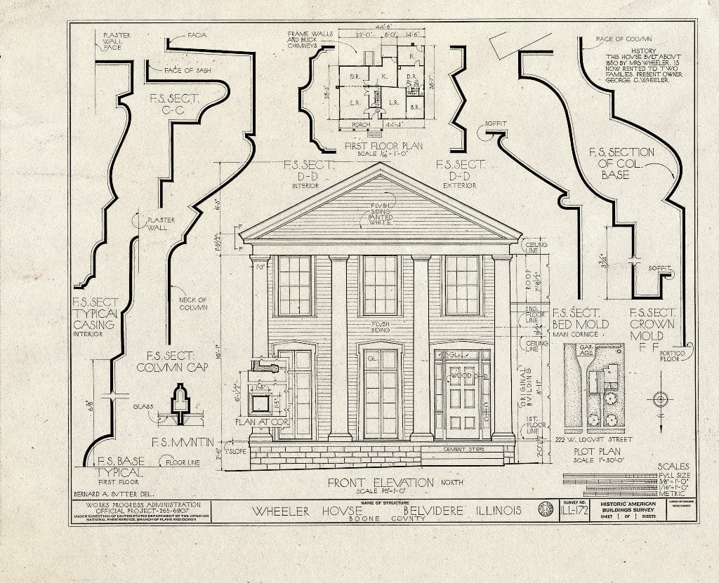 Blueprint HABS Ill,4-BELV,3- (Sheet 1 of 1) - Wheeler House, 222 West Locust Street, Belvidere, Boone County, IL