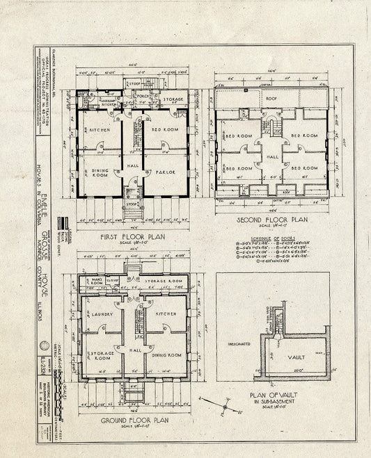 Blueprint 1. Emelie Gross House: Plans - Emelie Grosse House, Columbia, Monroe County, IL