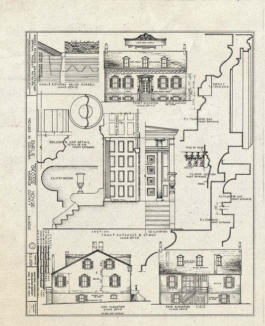 Blueprint 2. Emelie Gross House: elevations and Details - Emelie Grosse House, Columbia, Monroe County, IL