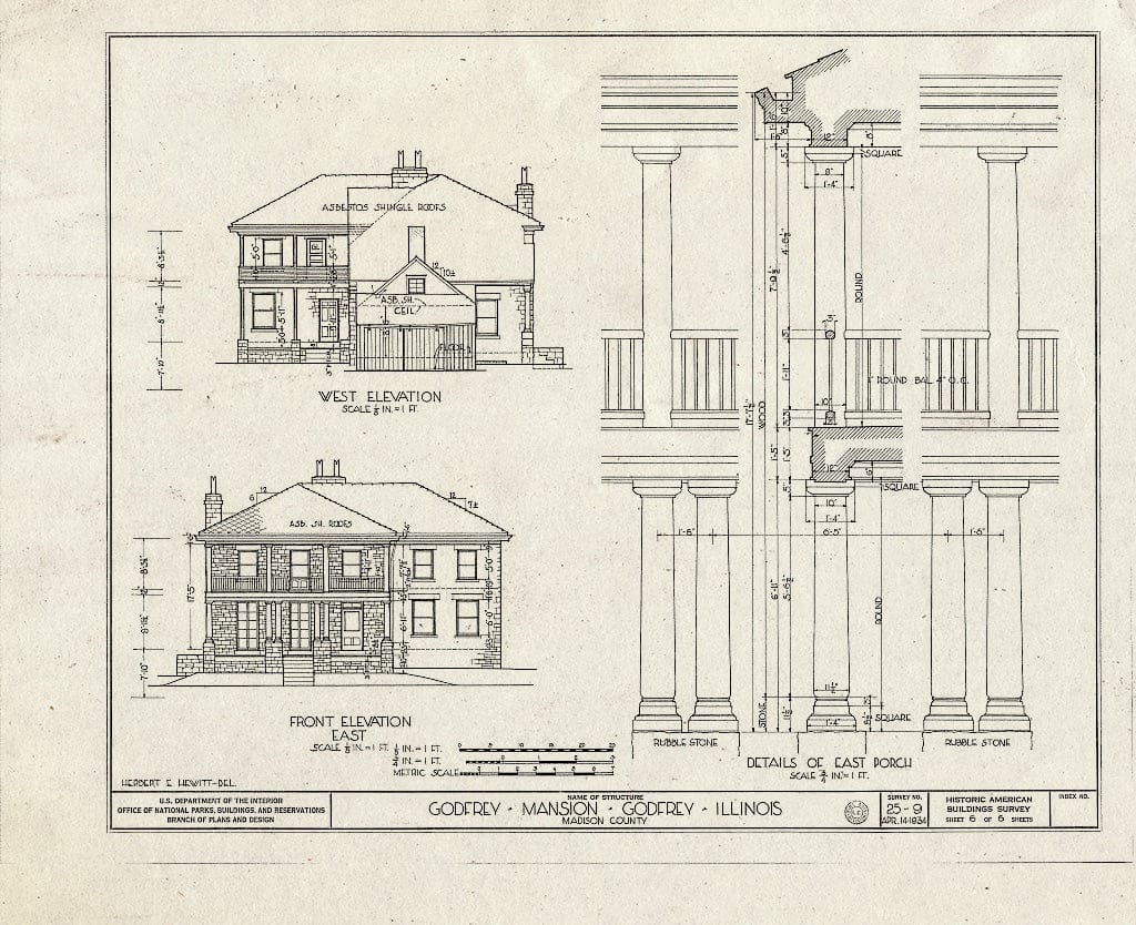 Blueprint HABS Ill,60 -GODF,1- (Sheet 6 of 6) - Godfrey Homestead, Delhi Road, Godfrey, Madison County, IL
