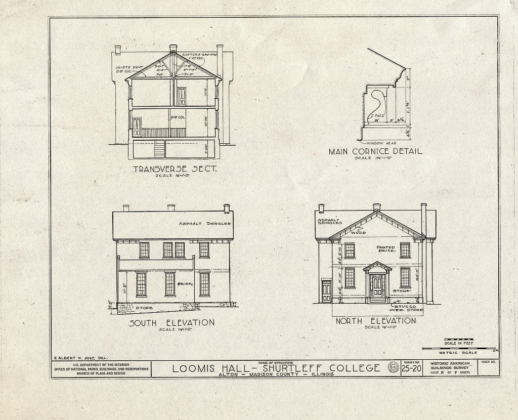 Blueprint HABS Ill,60-ALT,1A- (Sheet 5 of 7) - Shurtleff College, Loomis Hall, Alton, Madison County, IL