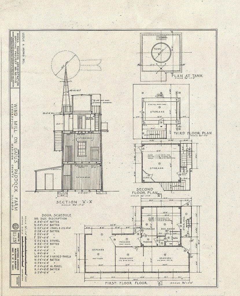 Blueprint HABS Ill,60-,1A- (Sheet 3 of 3) - Galus Paddock Farm, Springfield Road, Edwardsville, Madison County, IL