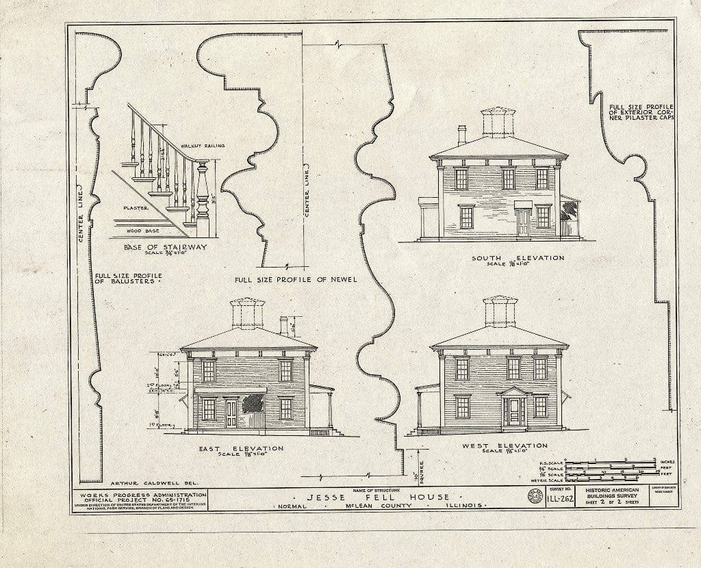 Blueprint HABS Ill,57-NORM,1- (Sheet 2 of 2) - Jesse Fell House, 502 Irving (Moved from Broadway & Irving Streets), Normal, McLean County, IL