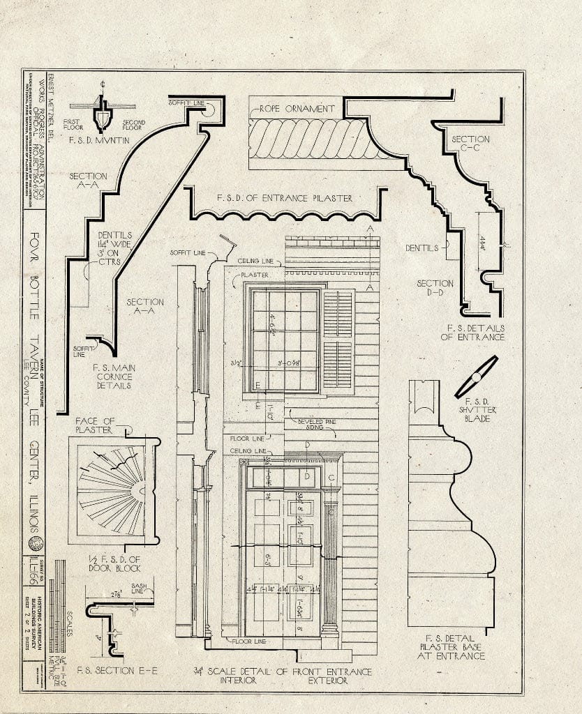Blueprint HABS Ill,52-LEEC,1- (Sheet 2 of 2) - Four Bottle Tavern, Old Dixon-Chicago Pike, Lee Center, Lee County, IL