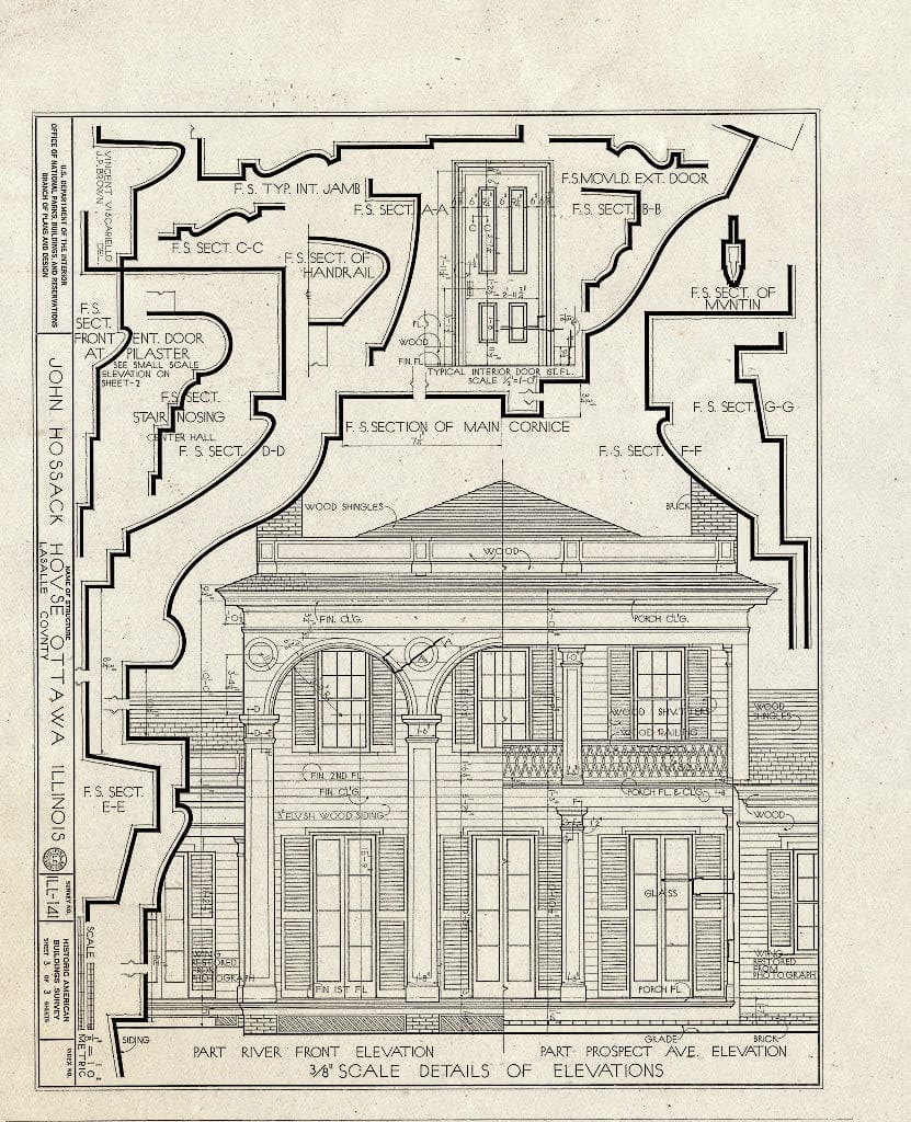Blueprint HABS Ill,50-OTWA,1- (Sheet 3 of 3) - John Hossack House, 210 Prospect Avenue, Ottawa, La Salle County, IL
