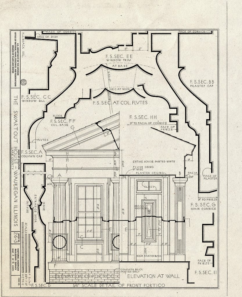 Blueprint HABS Ill,49-WAUK,1- (Sheet 3 of 4) - Swartout House, 414 Sheridan Road, Waukegan, Lake County, IL