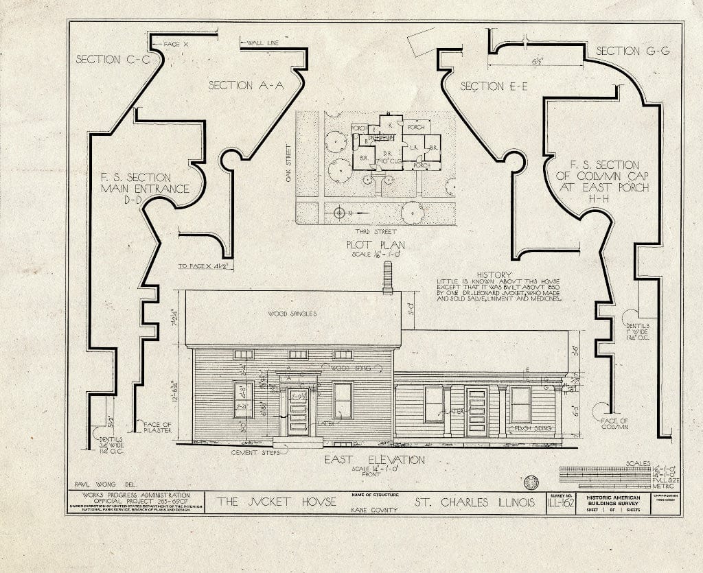 Blueprint HABS Ill,45-SAICH,2- (Sheet 1 of 1) - Jucket House, 110 Third Street, Saint Charles, Kane County, IL
