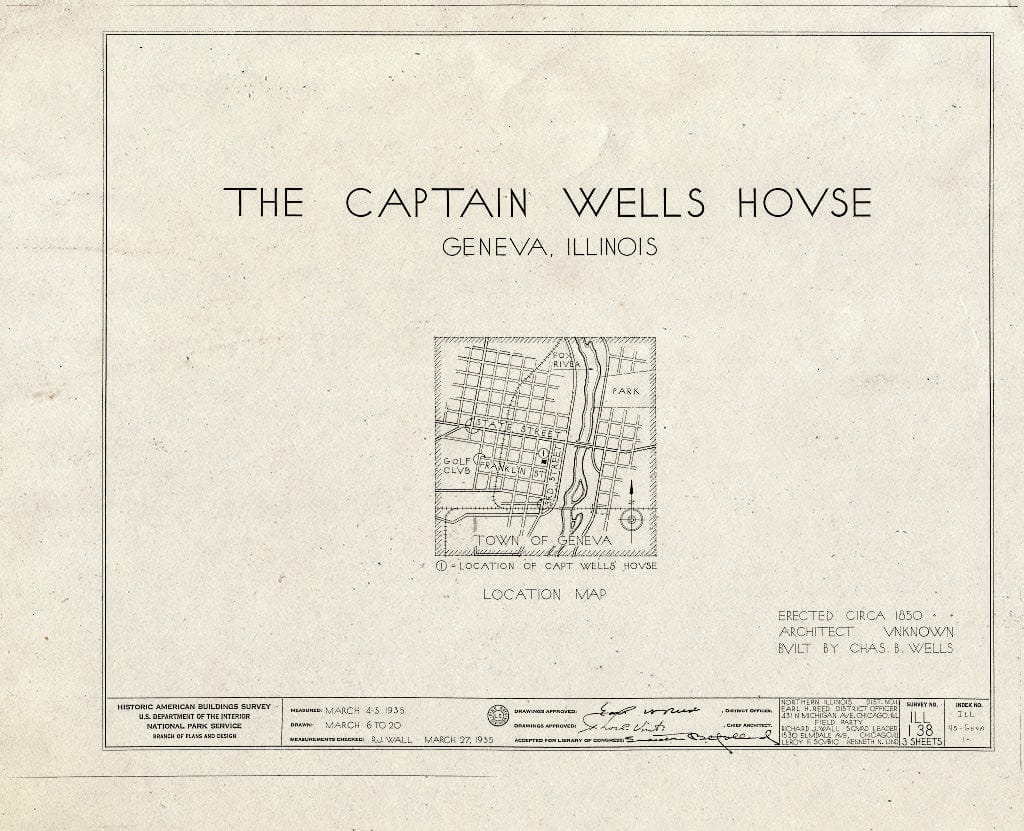 Blueprint HABS Ill,45-GEVA,1- (Sheet 0 of 3) - Captain Wells House, South Third Street, Geneva, Kane County, IL