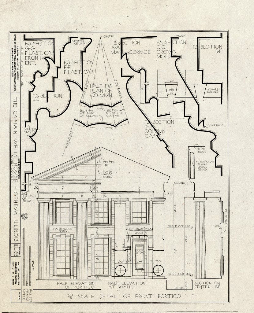 Blueprint HABS Ill,45-GEVA,1- (Sheet 2 of 3) - Captain Wells House, South Third Street, Geneva, Kane County, IL