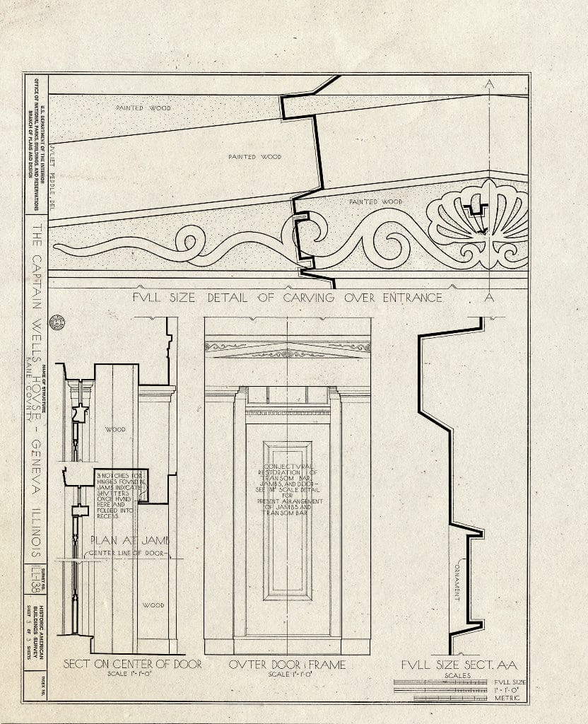 Blueprint HABS Ill,45-GEVA,1- (Sheet 3 of 3) - Captain Wells House, South Third Street, Geneva, Kane County, IL