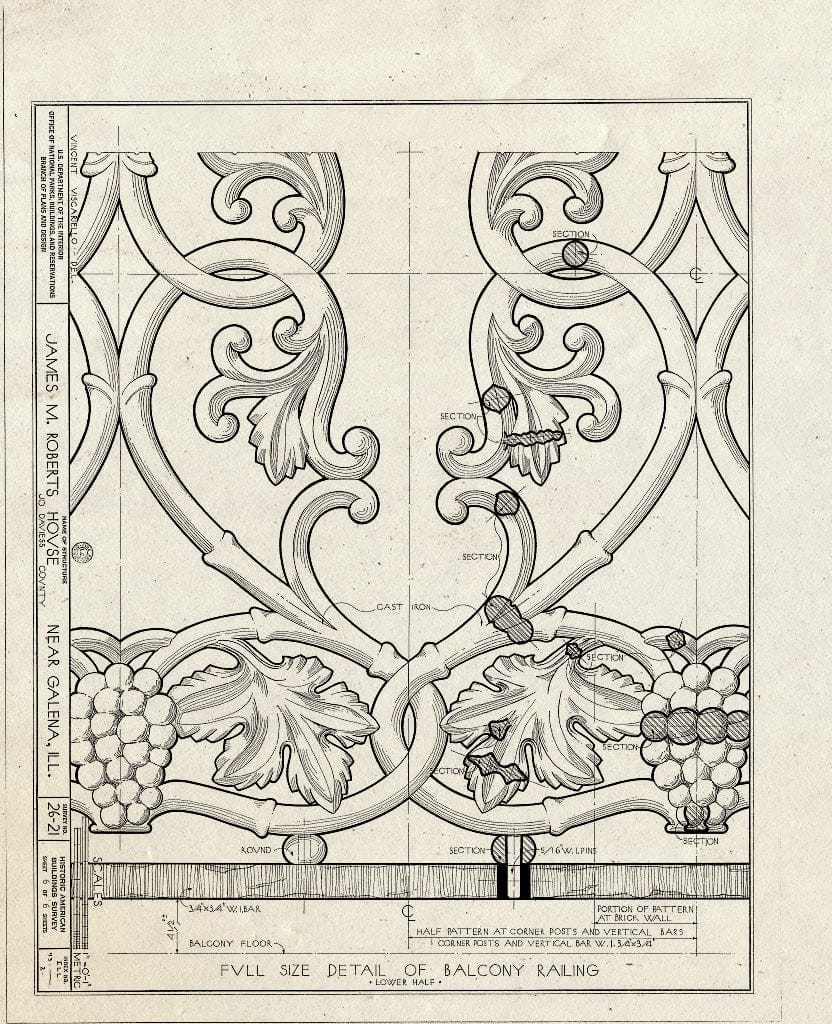 Blueprint HABS Ill,43-Gala.V,2- (Sheet 6 of 6) - James M. Roberts House, Route 5, Galena, Jo Daviess County, IL