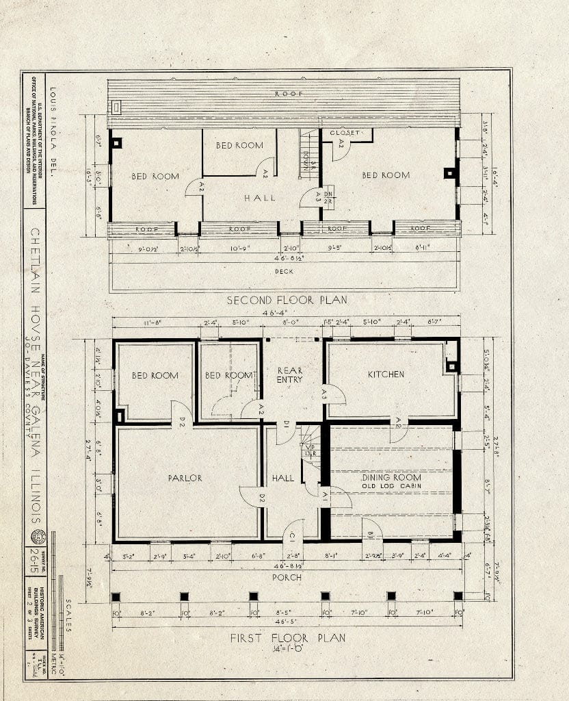 Blueprint HABS Ill,43-Gala,V.1- (Sheet 2 of 3) - Louis Chetlain House, Galena, Jo Daviess County, IL