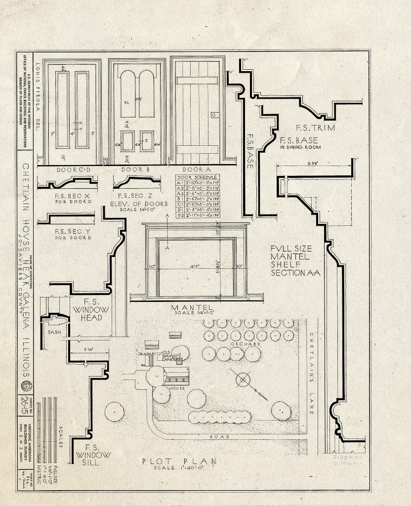 Blueprint HABS Ill,43-Gala,V.1- (Sheet 3 of 3) - Louis Chetlain House, Galena, Jo Daviess County, IL