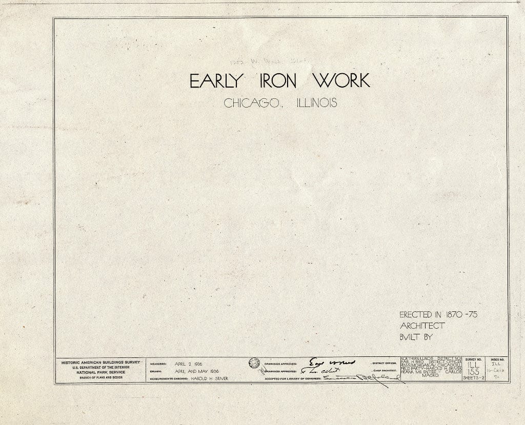 Blueprint HABS Ill,16-CHIG,7- (Sheet 0 of 2) - Chicago Ironwork, Chicago, Cook County, IL