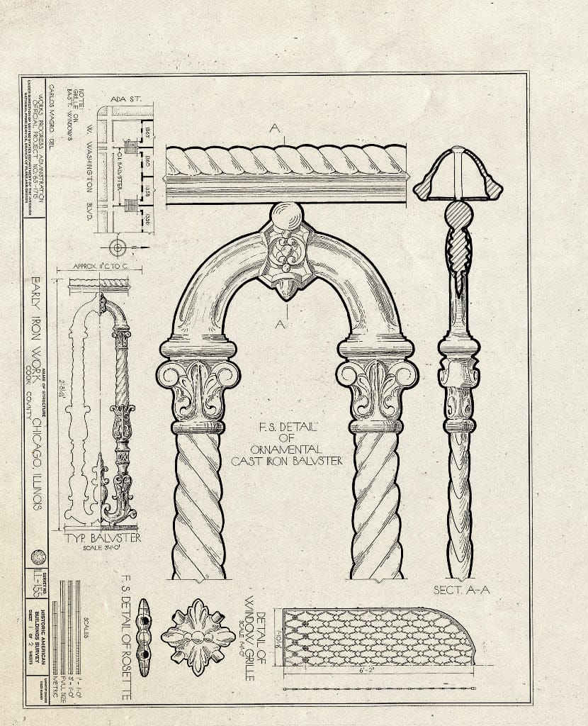 Blueprint HABS Ill,16-CHIG,7- (Sheet 1 of 2) - Chicago Ironwork, Chicago, Cook County, IL