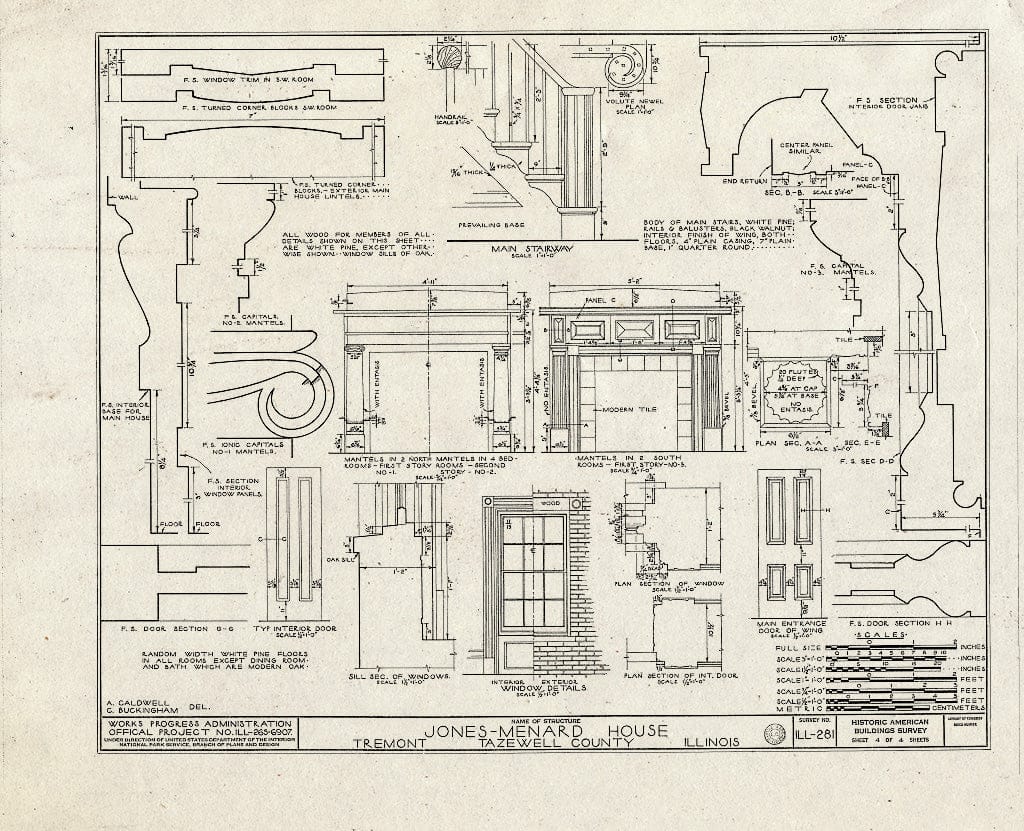Blueprint HABS Ill,90-TREMO,1- (Sheet 4 of 4) - Jones-Menard House, Tremont, Tazewell County, IL
