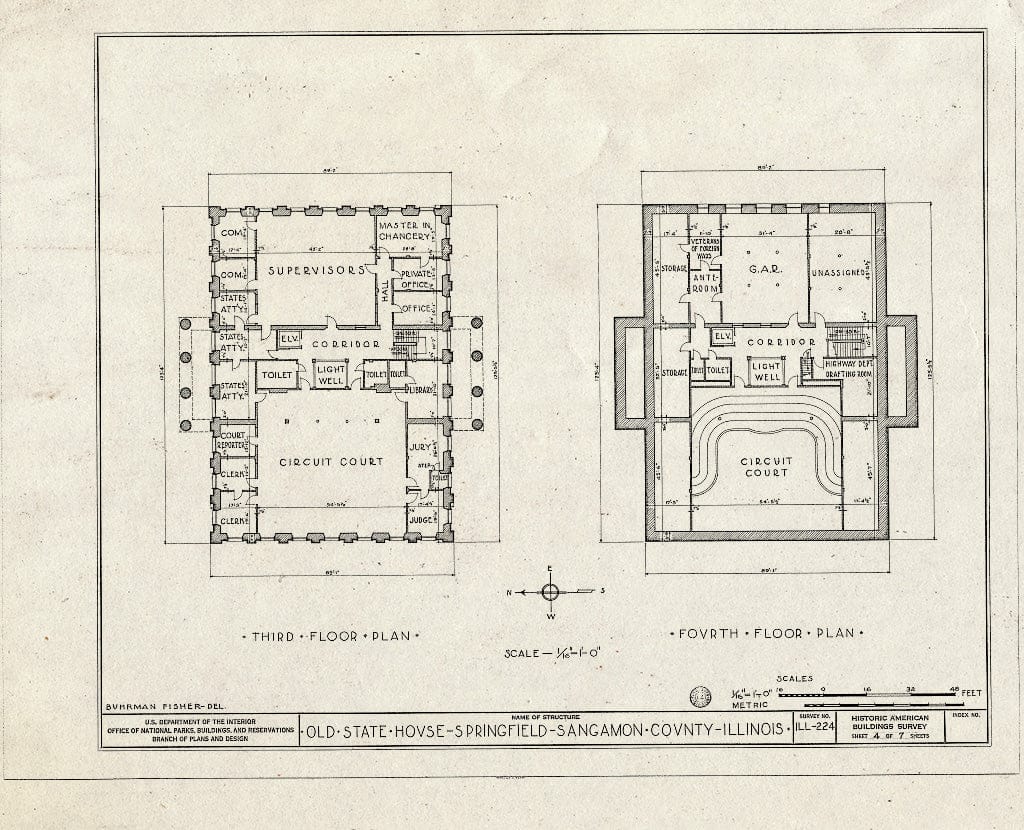 Blueprint HABS Ill,84-SPRIF,1- (Sheet 4 of 7) - Old State House, Springfield, Sangamon County, IL
