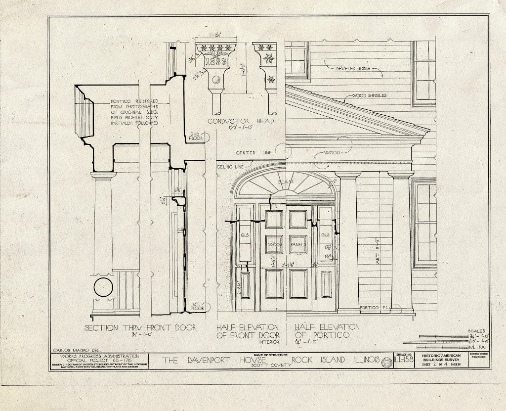 Blueprint HABS Ill,81-ROCIL,1- (Sheet 2 of 4) - Rock Island Arsenal, Building No. 346, Davenport Drive, Arsenal Grounds, Rock Island, Rock Island County, IL