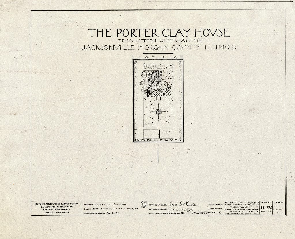 Blueprint HABS Ill,69-JACVI,3- (Sheet 0 of 11) - Porter Clay House, 1019 West State Street, Jacksonville, Morgan County, IL