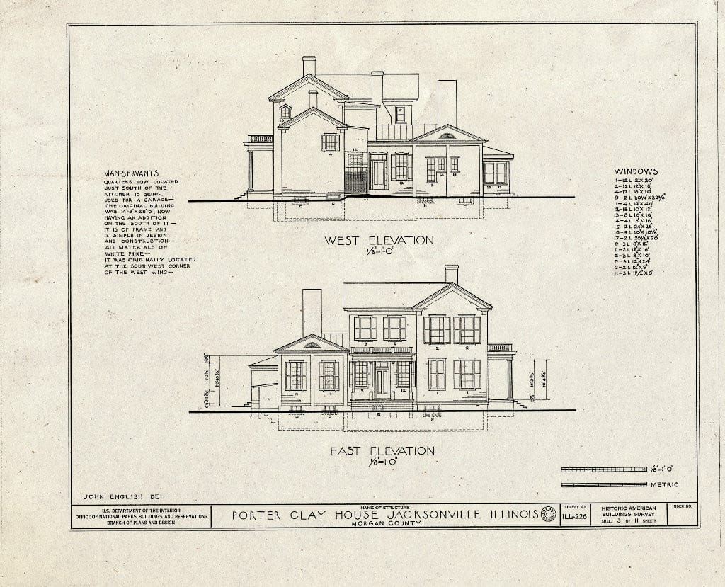Blueprint HABS Ill,69-JACVI,3- (Sheet 3 of 11) - Porter Clay House, 1019 West State Street, Jacksonville, Morgan County, IL