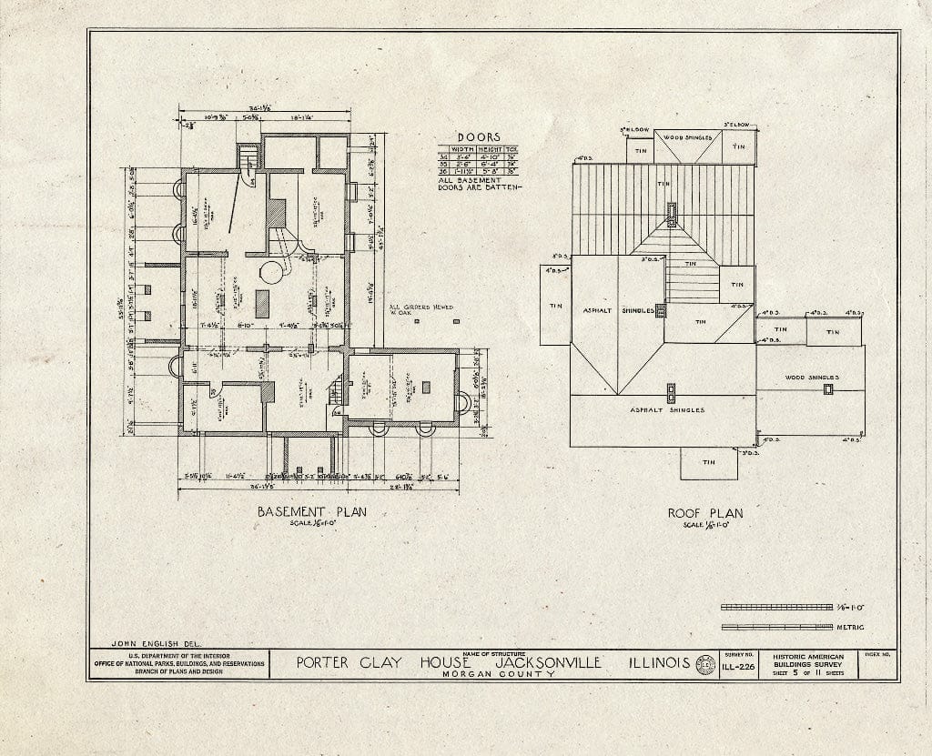 Blueprint HABS Ill,69-JACVI,3- (Sheet 5 of 11) - Porter Clay House, 1019 West State Street, Jacksonville, Morgan County, IL