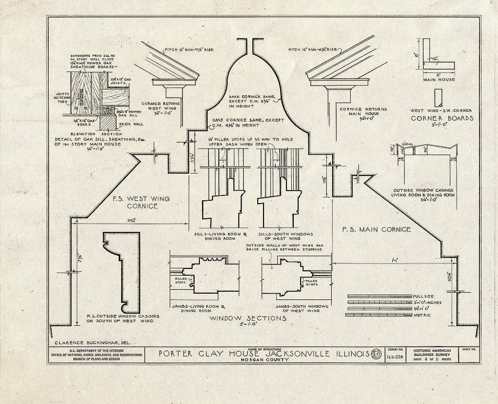 Blueprint HABS Ill,69-JACVI,3- (Sheet 6 of 11) - Porter Clay House, 1019 West State Street, Jacksonville, Morgan County, IL