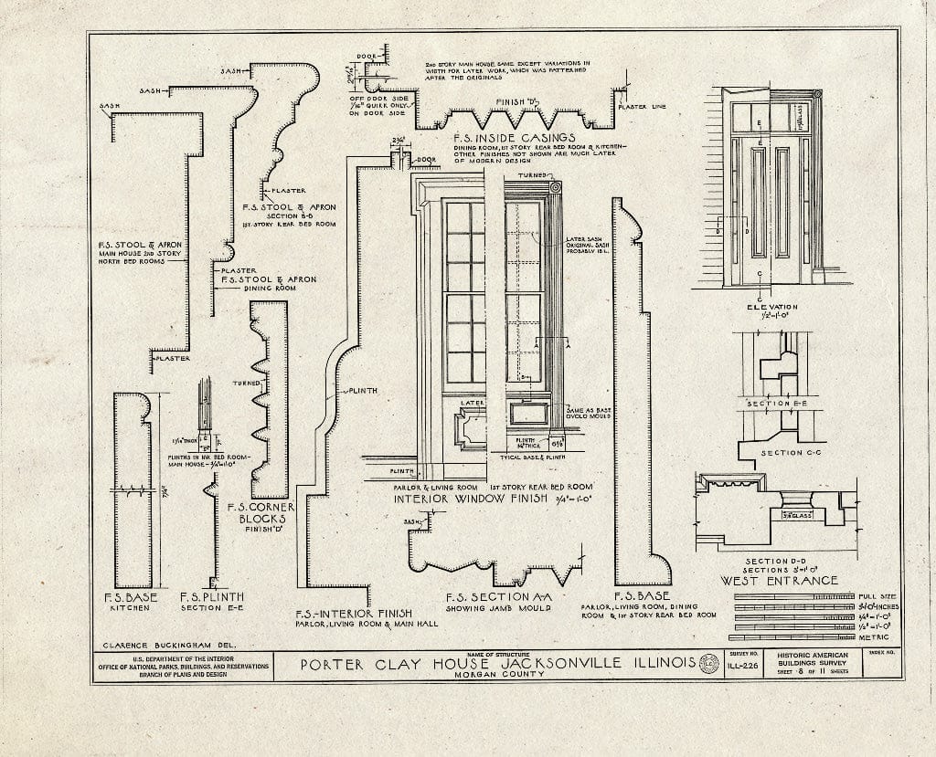 Blueprint HABS Ill,69-JACVI,3- (Sheet 8 of 11) - Porter Clay House, 1019 West State Street, Jacksonville, Morgan County, IL