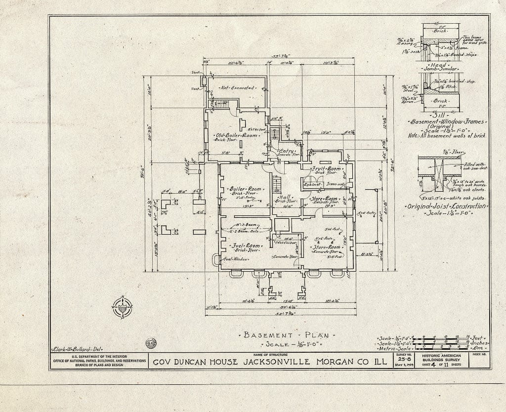 Blueprint HABS Ill,69-JACVI,1- (Sheet 4 of 11) - Governor Joseph Duncan House, 4 Duncan Place, Jacksonville, Morgan County, IL