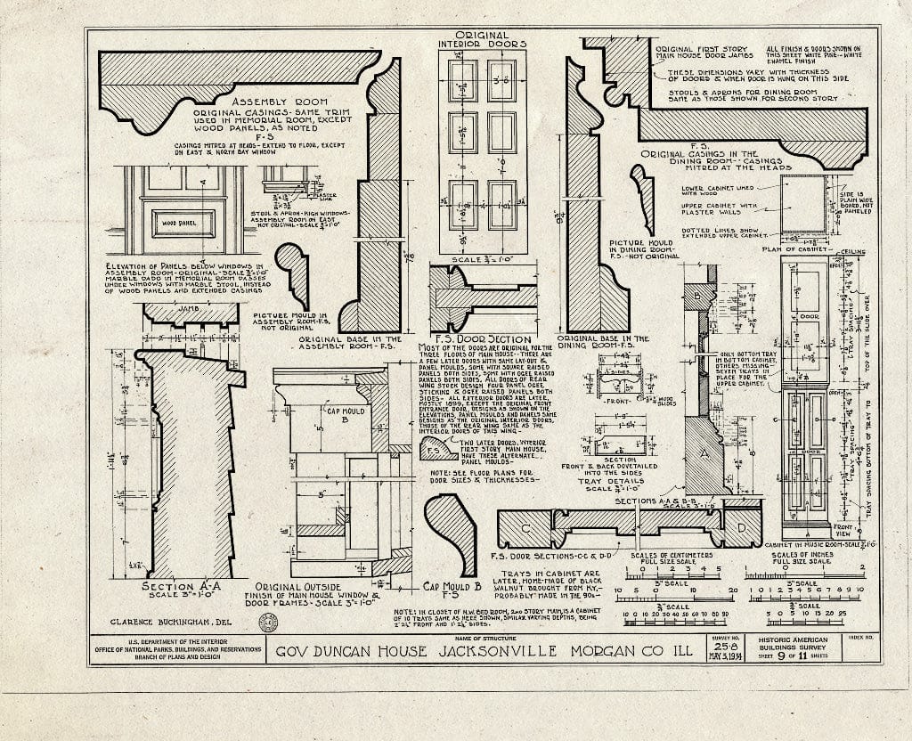 Blueprint HABS Ill,69-JACVI,1- (Sheet 9 of 11) - Governor Joseph Duncan House, 4 Duncan Place, Jacksonville, Morgan County, IL