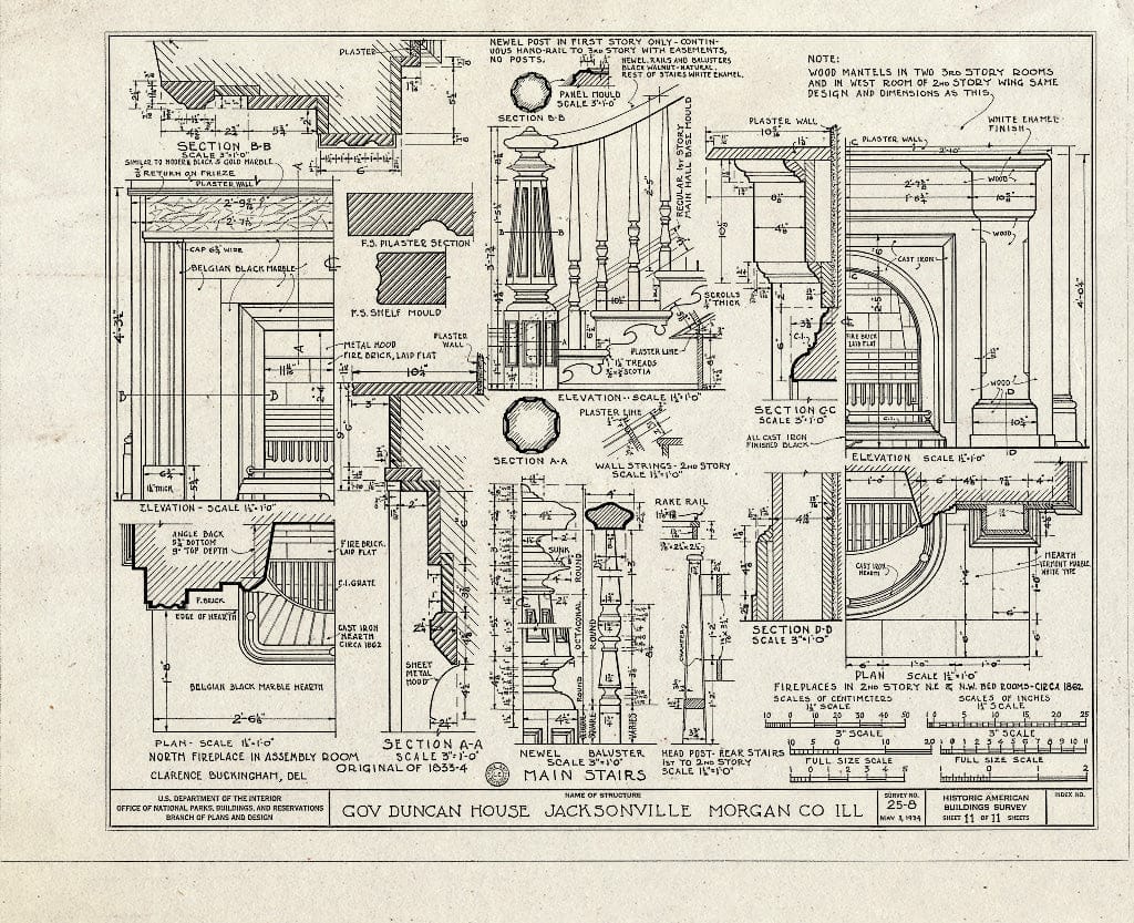 Blueprint HABS Ill,69-JACVI,1- (Sheet 11 of 11) - Governor Joseph Duncan House, 4 Duncan Place, Jacksonville, Morgan County, IL