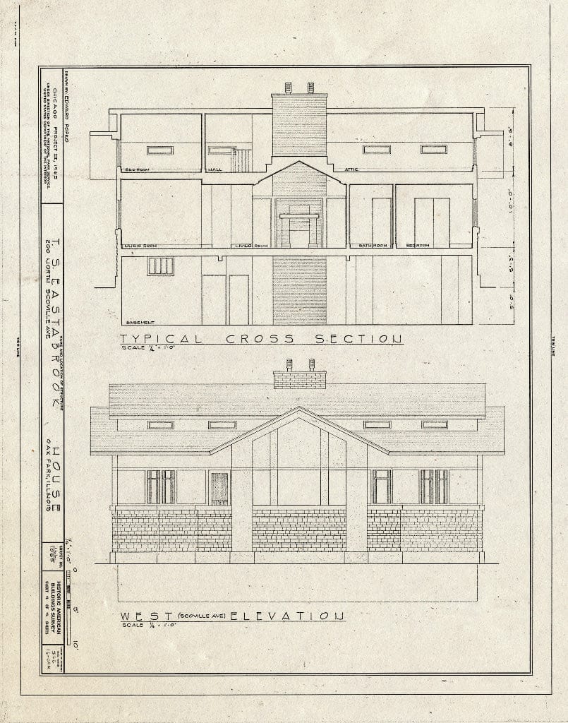 Blueprint HABS Ill,16-OAKPA,2- (Sheet 4 of 4) - T. S. Eastabrook House, 200 North Scoville Street, Oak Park, Cook County, IL