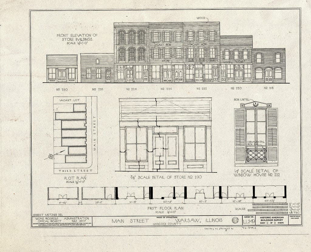 Blueprint HABS Ill,34-WAR,2- (Sheet 2 of 2) - 202-230 Main Street (Commercial Buildings), Warsaw, Hancock County, IL