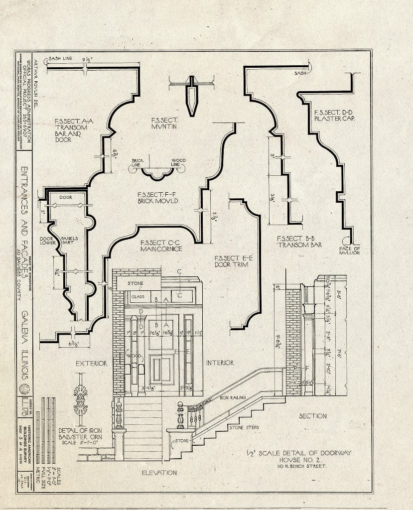 Blueprint HABS Ill,43-Gala,14-27 (Sheet 3 of 4) - Galena Doorways, Galena, Jo Daviess County, IL