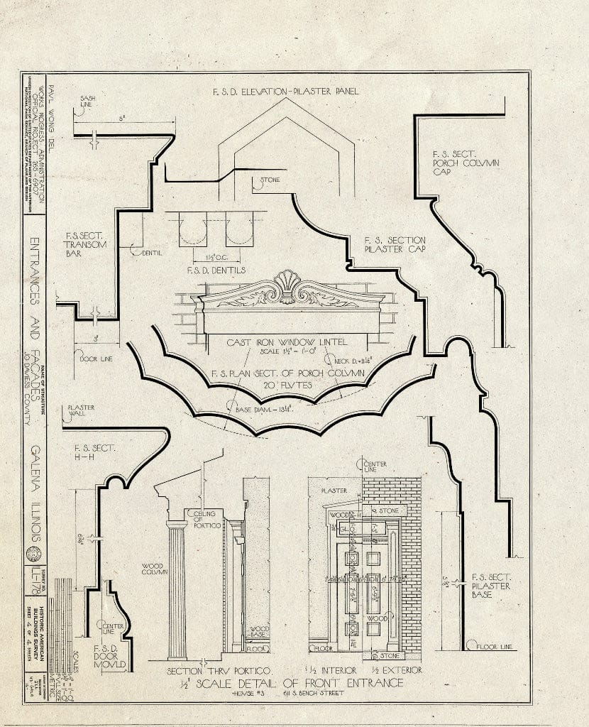 Blueprint HABS Ill,43-Gala,14-27 (Sheet 4 of 4) - Galena Doorways, Galena, Jo Daviess County, IL