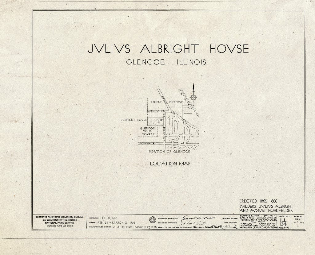 Blueprint HABS Ill,16-GLENC,1- (Sheet 0 of 1) - Julius Albright House, Hohfelder Road, Glencoe, Cook County, IL