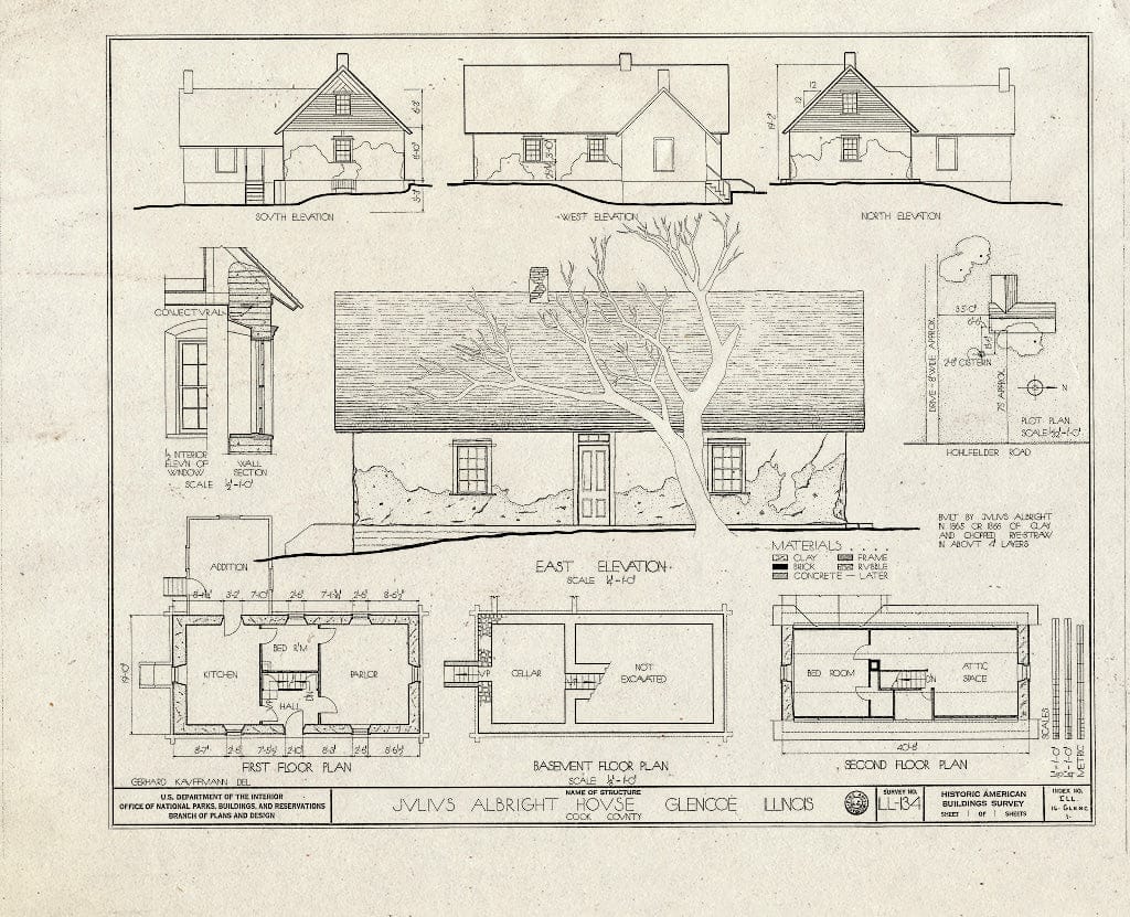 Blueprint HABS Ill,16-GLENC,1- (Sheet 1 of 1) - Julius Albright House, Hohfelder Road, Glencoe, Cook County, IL