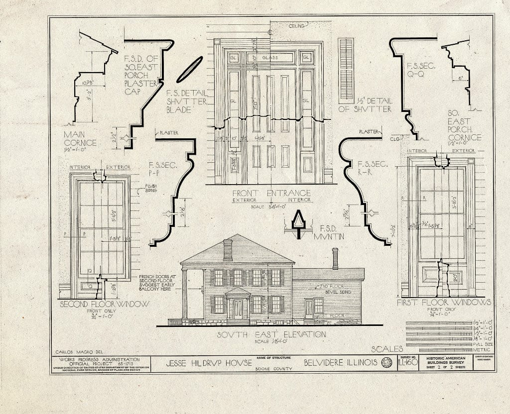 Blueprint HABS Ill,4-BELV,1- (Sheet 2 of 2) - Jesse Hildrup House, 1215 North State Street, Belvidere, Boone County, IL
