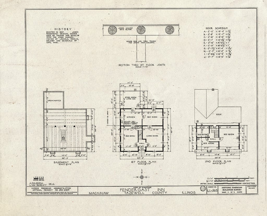 Blueprint HABS Ill,90-Mack,1- (Sheet 2 of 3) - Pendergast Inn, Market & Monroe Streets, Mackinaw, Tazewell County, IL