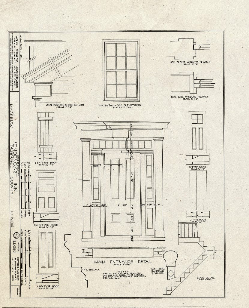 Blueprint HABS Ill,90-Mack,1- (Sheet 3 of 3) - Pendergast Inn, Market & Monroe Streets, Mackinaw, Tazewell County, IL