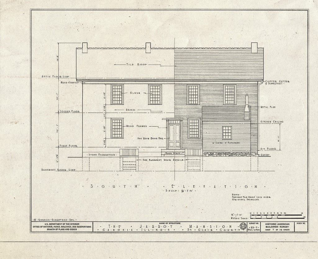 Blueprint HABS Ill,82-CAHO,2- (Sheet 7 of 16) - Nicholas Jarrot Mansion, State Route 157, Cahokia, St. Clair County, IL