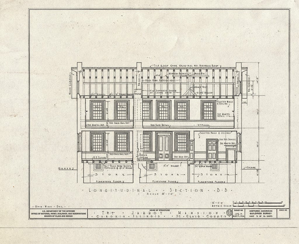 Blueprint HABS Ill,82-CAHO,2- (Sheet 9 of 16) - Nicholas Jarrot Mansion, State Route 157, Cahokia, St. Clair County, IL
